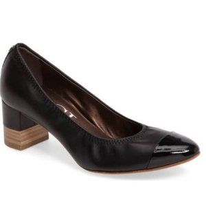 AGL Black Leather Patent Toe Cap Pumps 38.5